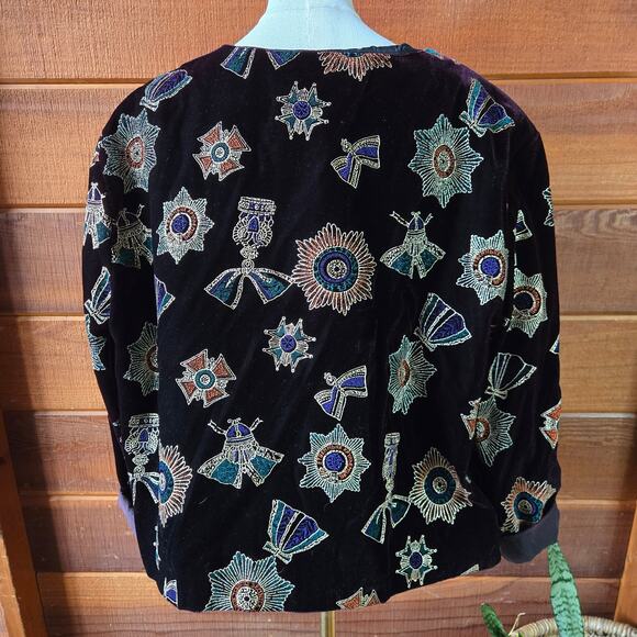 Brittany Nicole II Women Vtg 90s Avante Garde Whimsigoth Black Velvet Jacket 22W - Picture 6 of 12